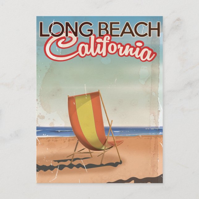 Cartão Postal Viagens vintage Long Beach California (Frente)