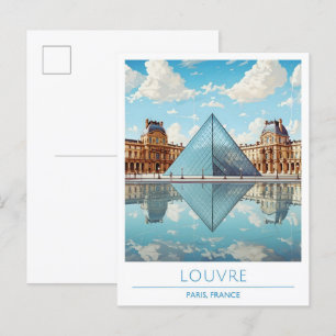 Cartão Postal Viagens vintage Louvre Paris France
