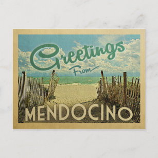 Cartão Postal Viagens vintage Mendocino Beach