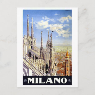 Cartão Postal Viagens vintage Milano Itália