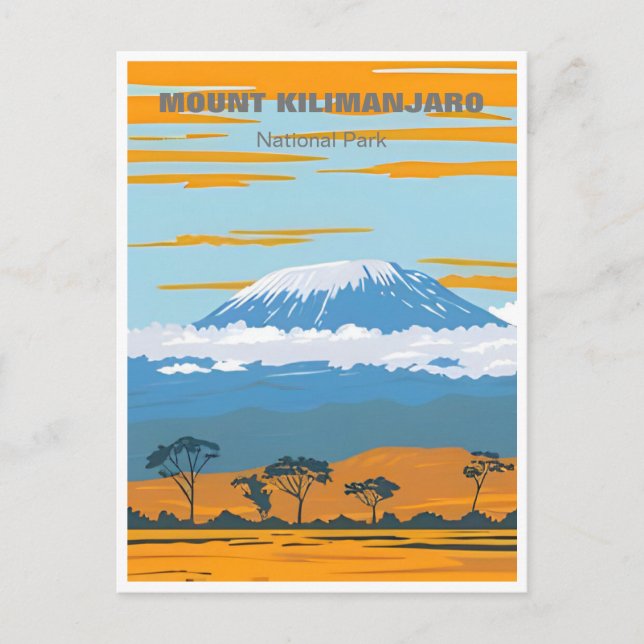 Cartão Postal Viagens vintage Monte Kilimanjaro Tanzânia África (Frente)