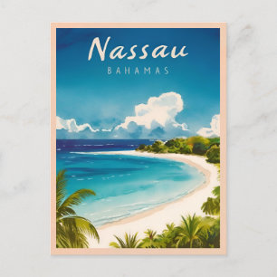 Cartão Postal Viagens vintage Nassau Bahamas Praia Retrocêntrica