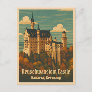 Cartão Postal Viagens vintage Neuschwanstein Castle Alemanha
