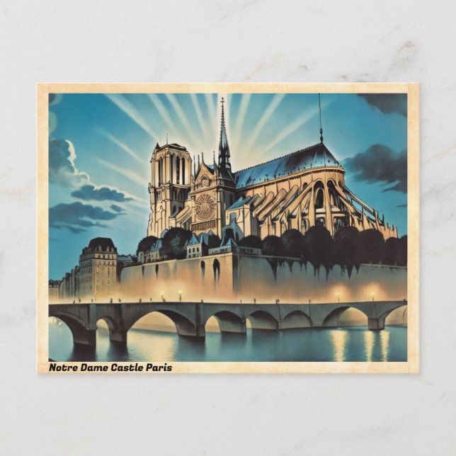 Cartão Postal Viagens vintage Notre Dame Castle Paris (Frente)