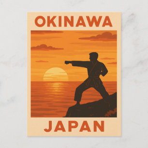 Cartão Postal Viagens vintage Okinawa Japão Karate Retro Sunset