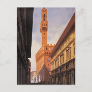Cartão Postal viagens vintage, Palazzo Vecchio, Florença, Itália