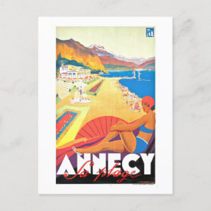 Cartão Postal Viagens vintage para Annecy, França,