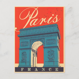 Cartão Postal Viagens vintage Paris Arc de Triomphe France