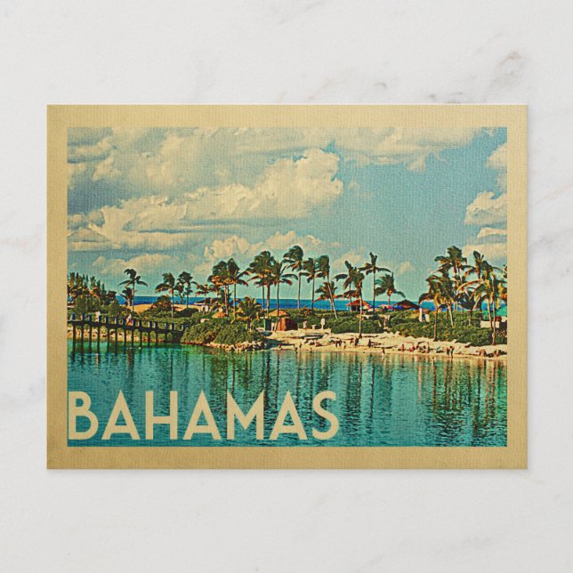 Cartão Postal Viagens vintage postal Bahamas (Frente)