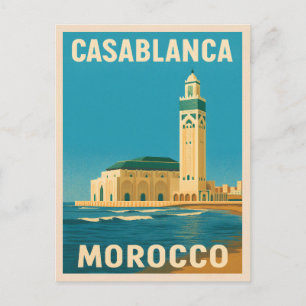Cartão Postal Viagens vintage Retro Casablanca Marrocos à margem