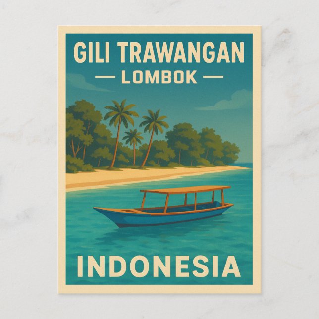 Cartão Postal Viagens vintage Retro Gili Trawangan Indonésia (Frente)