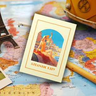 Cartão Postal Viagens vintage Retroativa de Atlantic City 1930s