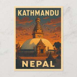 Cartão Postal Viagens vintage Retroativa do Templo de Katmandu N