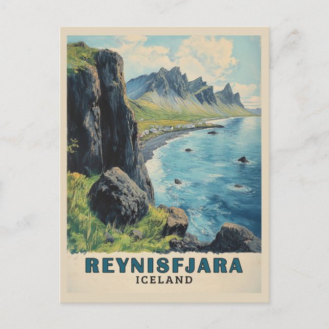 Cartão Postal Viagens vintage Reynisfjara Beach (Frente)