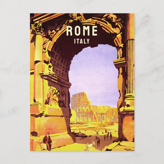 Cartão Postal Viagens vintage Roma Itália Coliseum Europa (Frente)