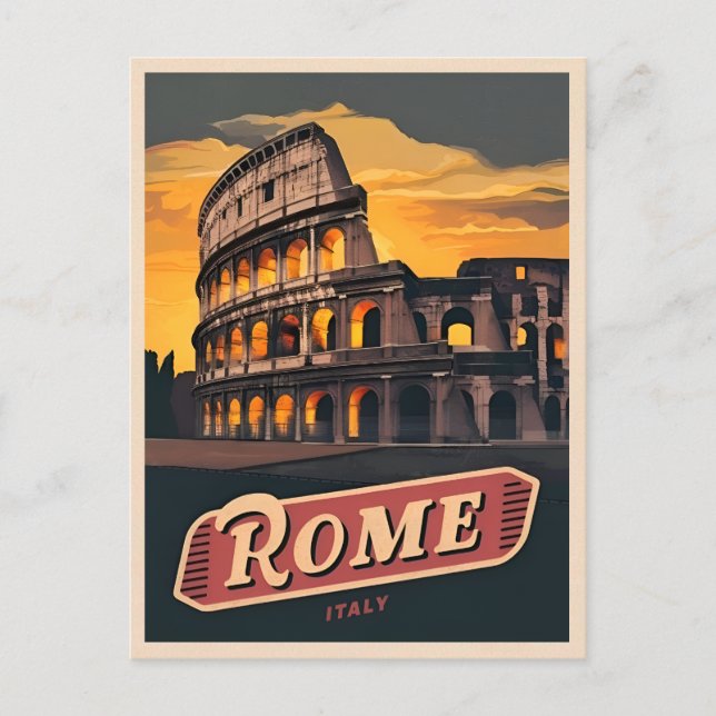 Cartão Postal Viagens vintage Roma Itália Colosseum (Frente)