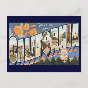 Cartão Postal viagens vintage, Saudações dos Poppies da Calif