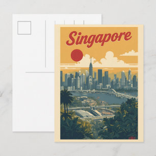 Cartão Postal Viagens Vintage singapura gardens by the bay prese