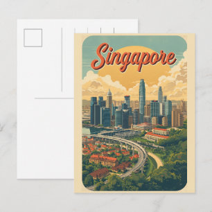 Cartão Postal Viagens Vintage singapura gardens by the bay prese