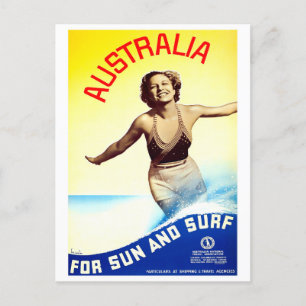 Cartão Postal Viagens vintage solar e surf da Austrália