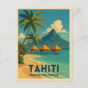 Cartão Postal Viagens vintage Taiti Polinésia Francesa — Retro d