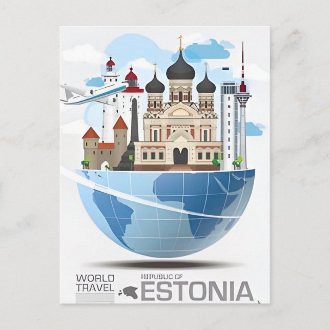Cartão Postal viagens vintage Tallinn Estônia (Frente)