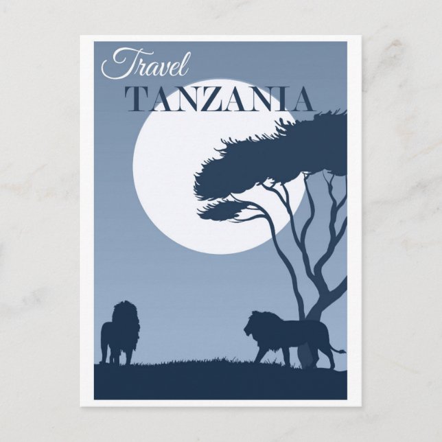 Cartão Postal Viagens vintage Tanzânia Africa Lion (Frente)