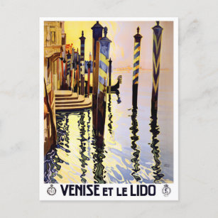 Cartão Postal Viagens vintage Veneza Lido Itália