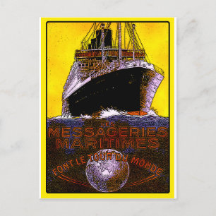 Cartão Postal Viagens vintage: World Tour Ocean Liner