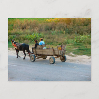 Cartão Postal Viajando de cavalo e carroça, Romênia