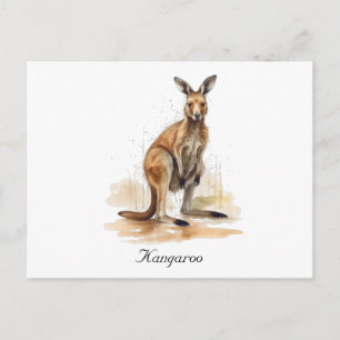 Cartão Postal Viajante do Outback: Canguru em aquarela personali