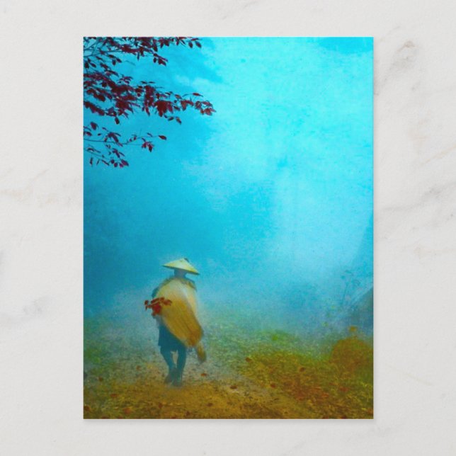 Cartão Postal Viajante no Japão sobrevoando o Japão (Frente)