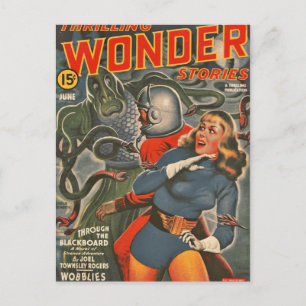 Cartão Postal Viajantes do Espaço Atacados por Tentacle monster