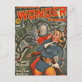 Cartão Postal Viajantes do Espaço Atacados por Tentacle monster