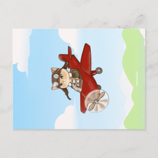 Cartão Postal Viaje pelo Mundo Charlie o Gato no Avião