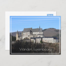 Cartão Postal Vianden Castle Winter View, Luxemburgo