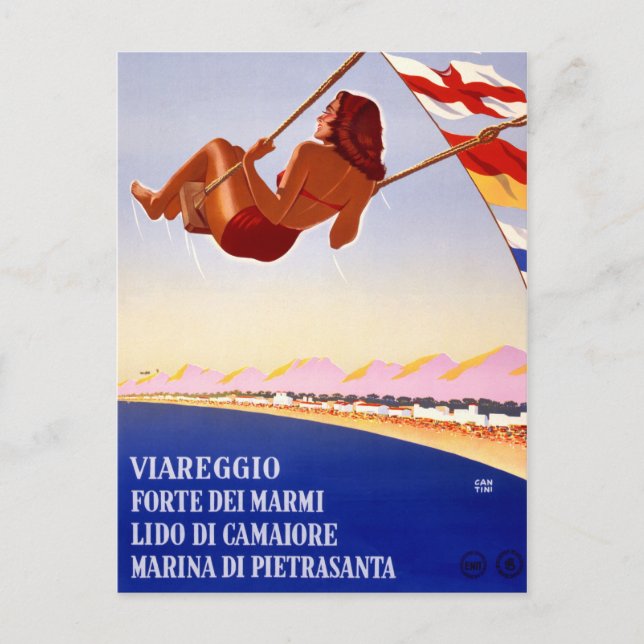 Cartão Postal Viareggio Itália - Poster Viagens vintage Restaura (Frente)