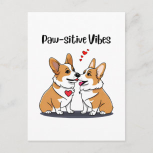 Cartão Postal Vibes Corgis Apaixonados