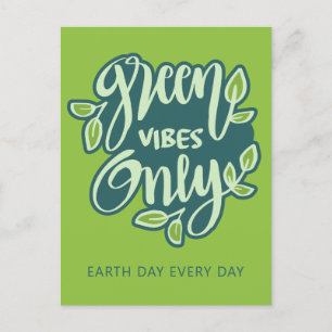 Cartão Postal Vibes verdes de texto personalizados