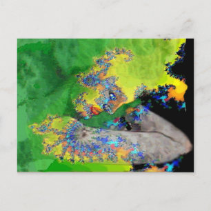 CARTÃO POSTAL VIBRAÇÕES DA MATÉRIA, MULHER FRACTAL EM AMARELO VE