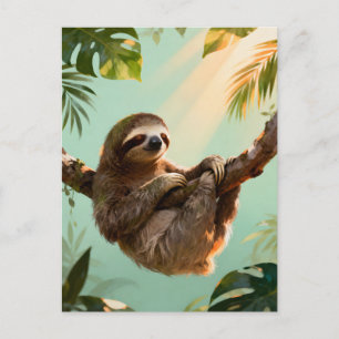 Cartão Postal Vibrações de Animal da Selva Relaxante Preguiça Fo