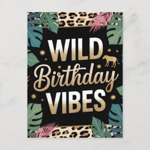 Cartão Postal Vibrações de Aniversário Selvagem Gráfico: Tema da