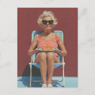 Cartão Postal Vibrações de Verão Retro – Retrato de Mulher Idosa