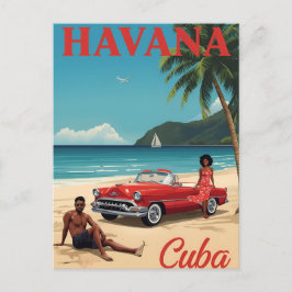 Cartão Postal Vibrações Retro da Praia de Havana