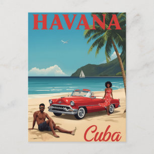 Cartão Postal Vibrações Retro da Praia de Havana