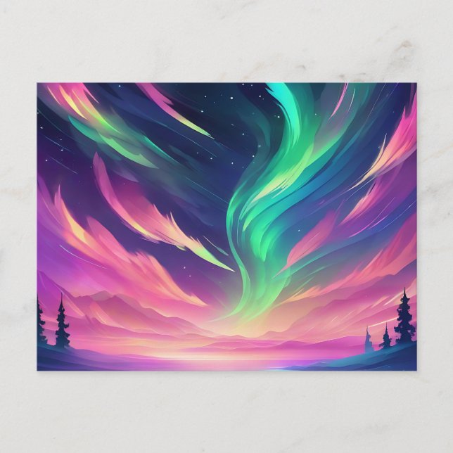 Cartão Postal Vibrant Aurora Borealis (Frente)