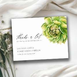 CARTÃO POSTAL VIBRANT GREEN WATERCOLOR SUCCULENT OBRIGADO