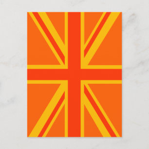 Cartão Postal Vibrant Orange Union Jack British Flag Swag