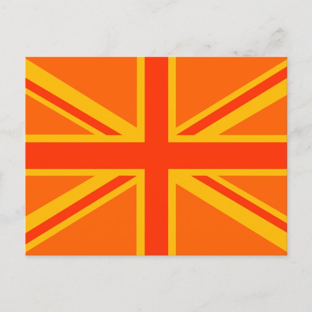 Cartão Postal Vibrant Orange Union Jack British Flag Swag (Frente)