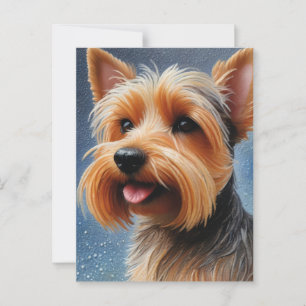 Cartão Postal Vibrant Pop Pointillism Yorkshire Terrier Art